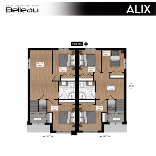 Ceci est le plan du sous-sol, modèle Alix