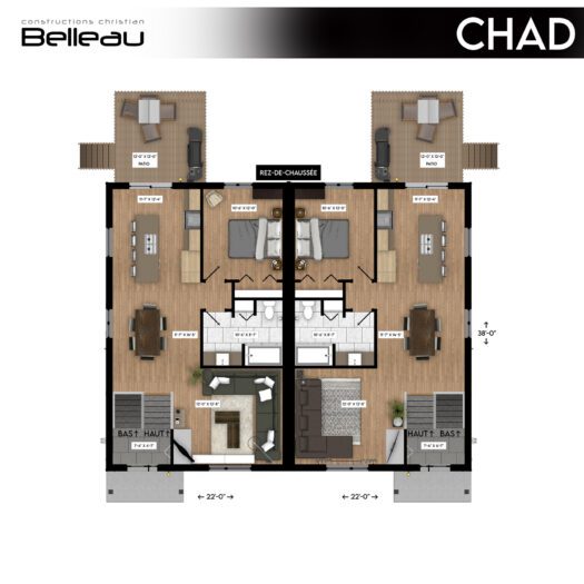 Ceci est le plan du rez-de-chaussée, modèle Chad