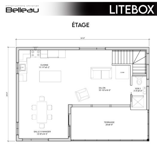 Ceci est le plan de l'étage, modèle Litebox au Vertendre