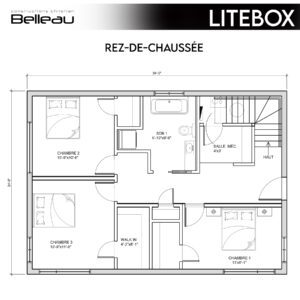 Ceci est le plan du rez-de-chaussée, modèle Litebox au Vertendre