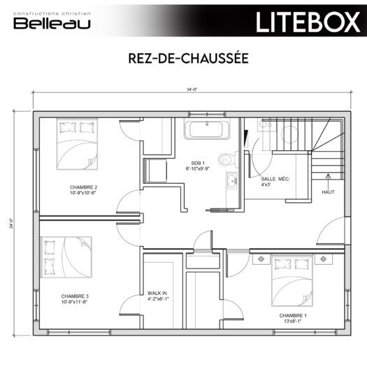 Ceci est le plan du rez-de-chaussée, modèle Litebox au Vertendre