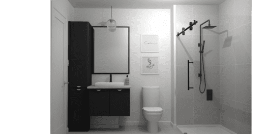 Ceci est une photo de la salle de bain, modèle Evo