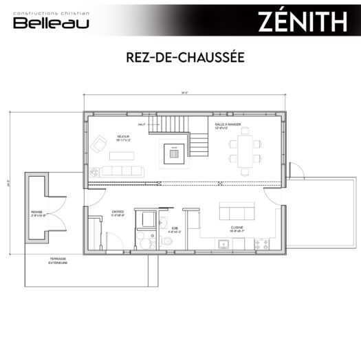 Ceci est le plan du rez-de-chaussée, modèle Zénith